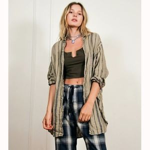 Free People × CP Shades Linen striped buttondown!